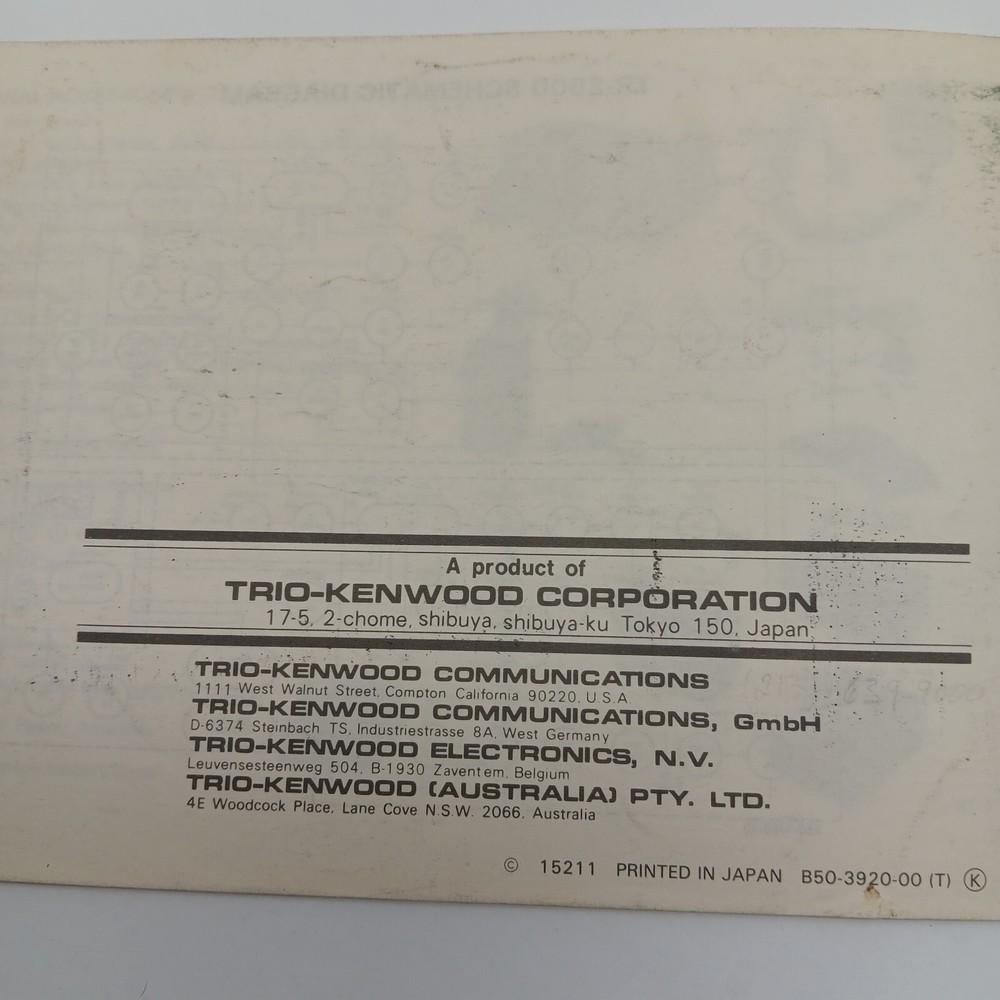 Kenwood TR-2500 Hand-Held Transceiver Instruction Manual