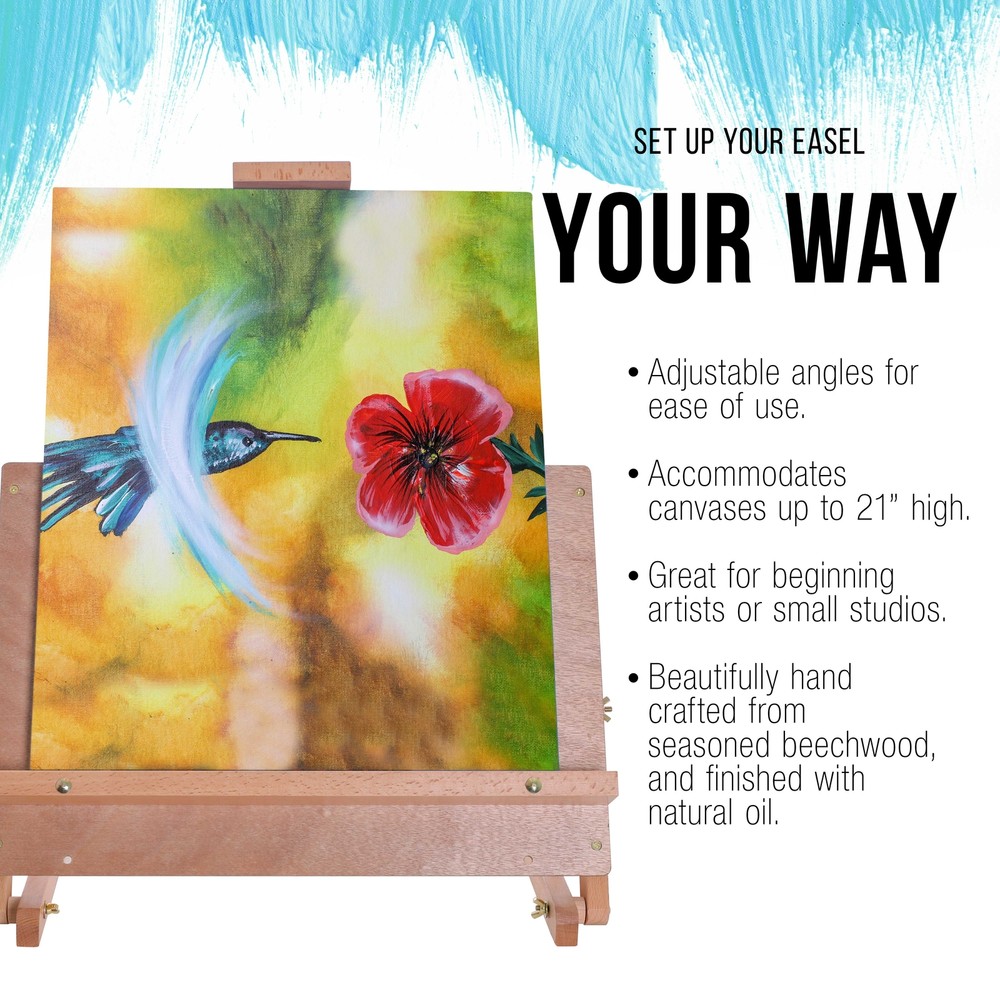 U.S. Art Supply Solid Wood Adjustable Tabletop Artist Studio Easel Drawing Board