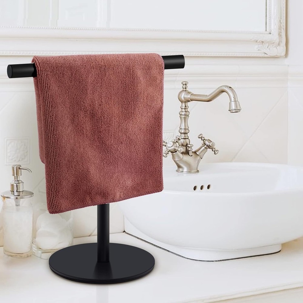 T-Shape Hand Towel Holder - Standing Rack for 1pack, Black