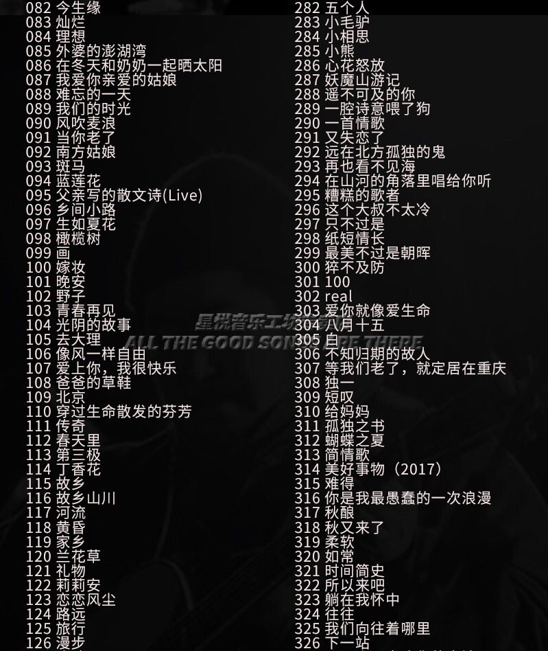 民谣u盘车载 歌曲合集流行经典李健朴树许巍陈粒 无损音质汽车优盘
