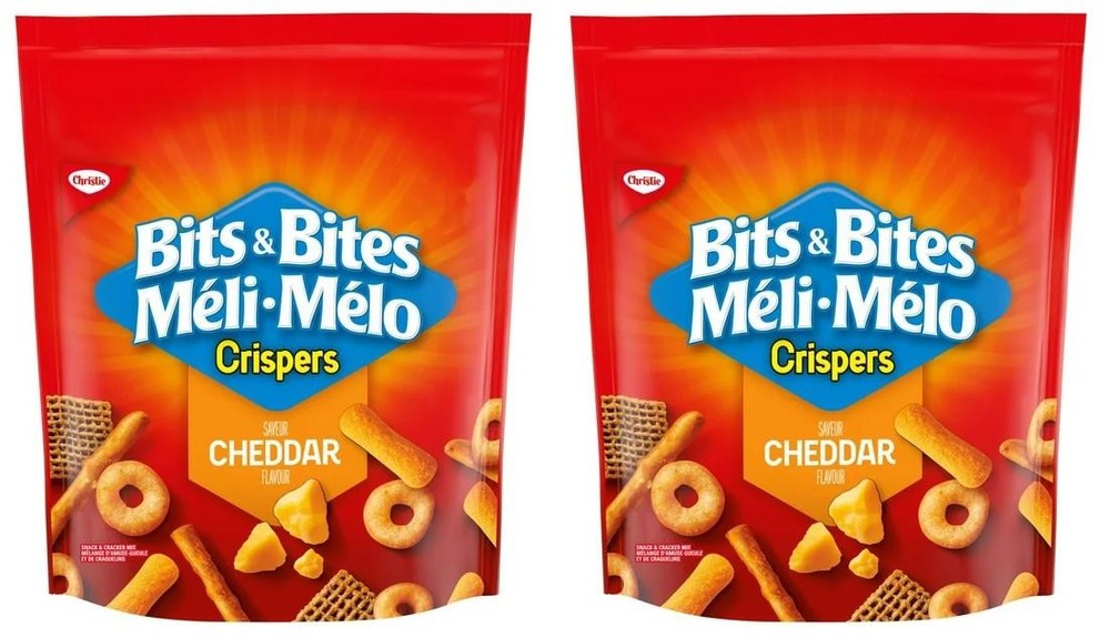 Crispers Bits & Bites Cheddar Snack and Cracker Mix, 145g (2 Pack)