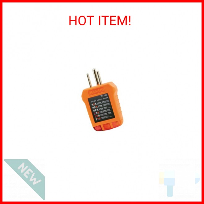 Klein Tools RT110 Outlet Tester, AC Electrical Receptacle Tester for North Ameri