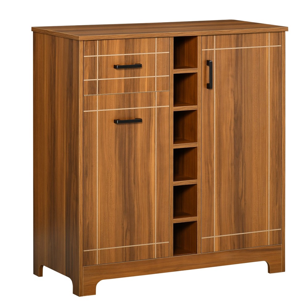 Storage Cabinet Buffet Sideboard Serving Bar with 2 Cupboards Wine Rack 1 Drawer