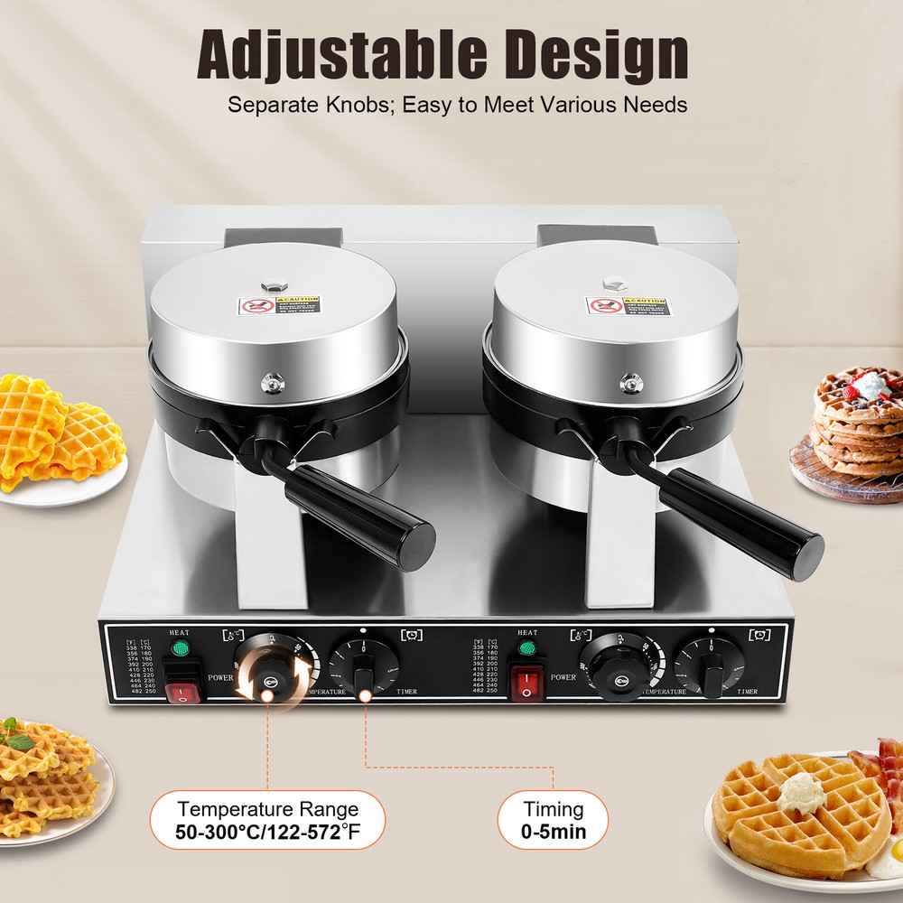 Double Head Waffle Maker Electric Digital Muffin Baker Waffle Making Machine