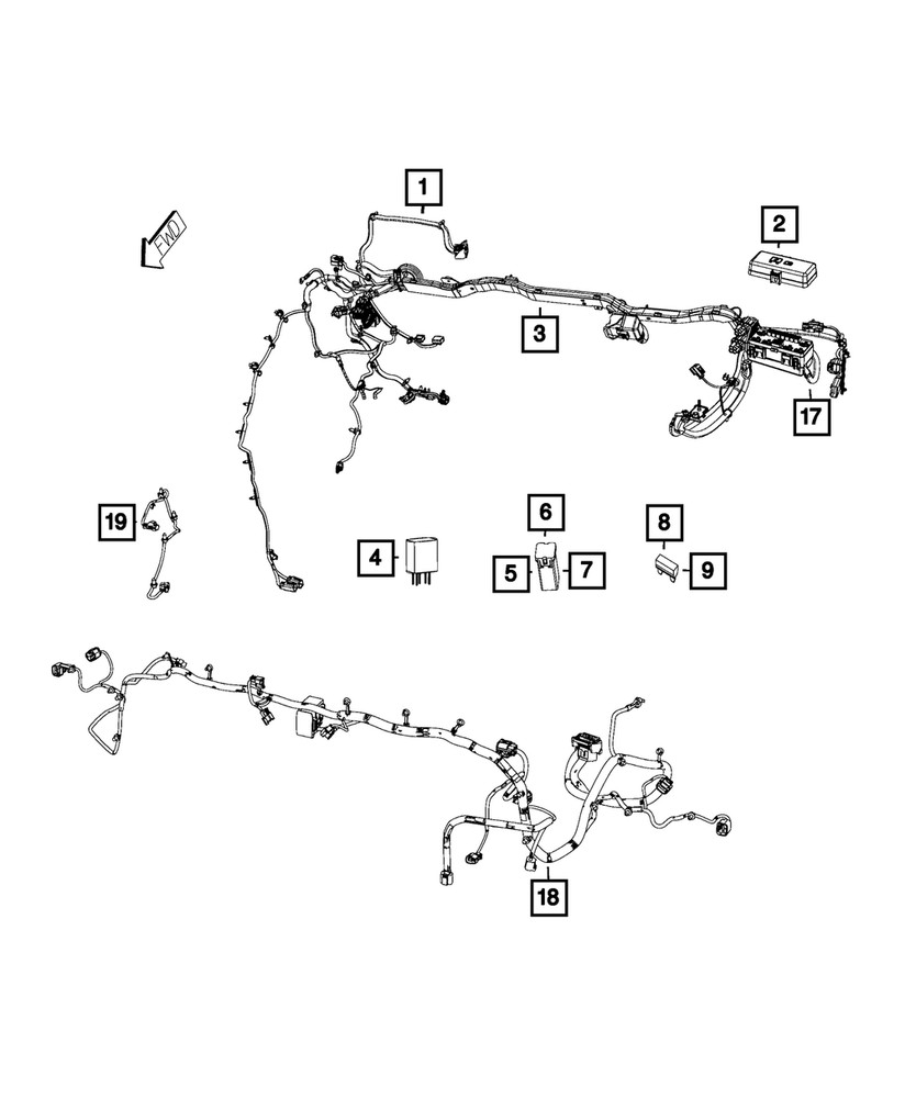 Genuine Mopar Front End Module Wiring 52112129AB