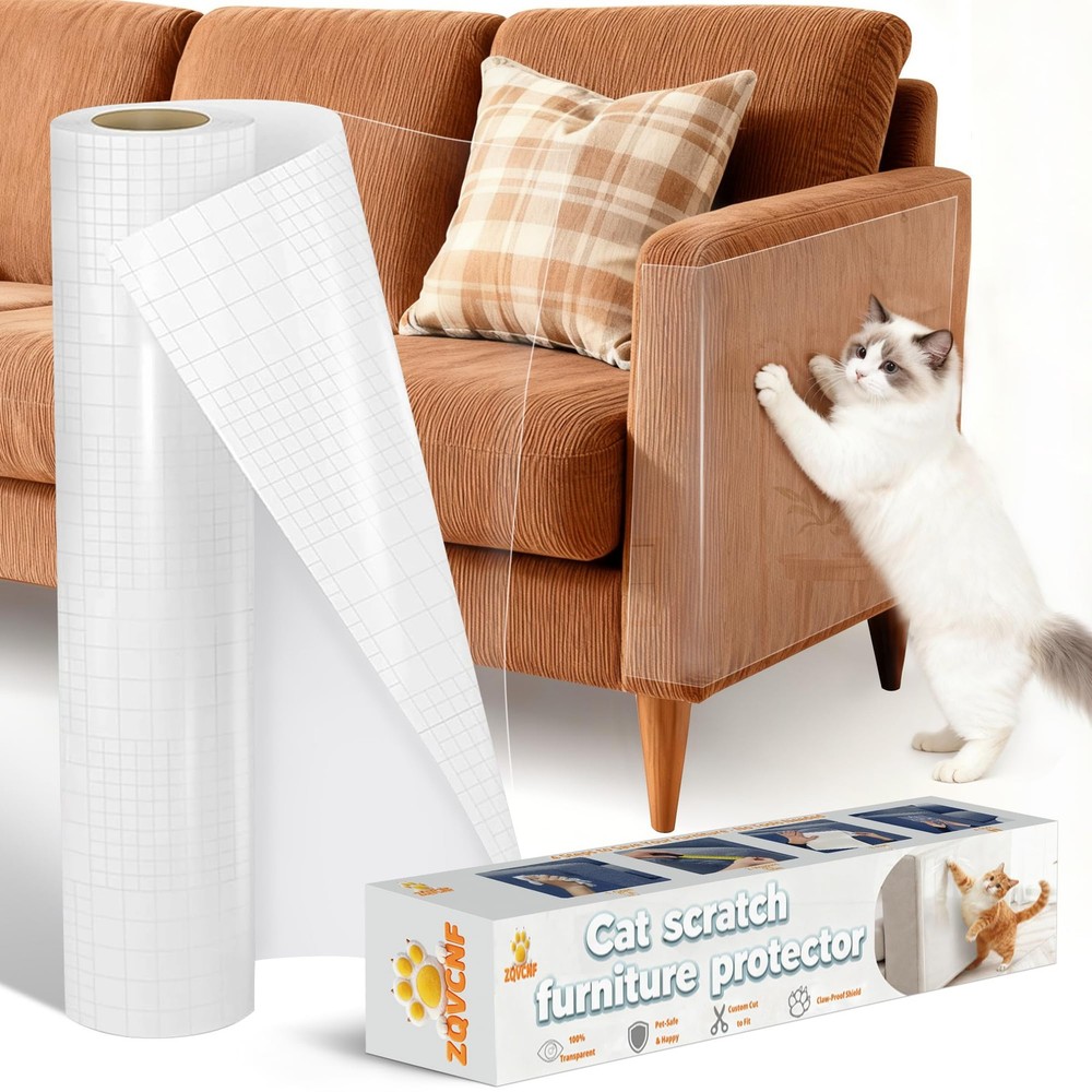 Extra Thick Clear Anti Cat Scratch Furniture Protector 17" Large,