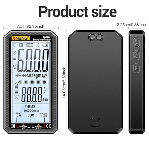 Digital Multimeter 6000 Counts Auto Ranging Voltmeter with LCD,Measures Ac/DC