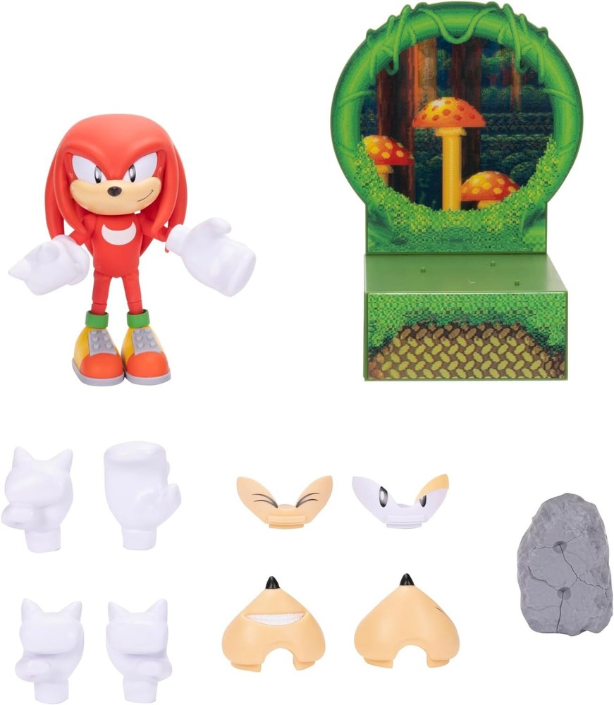 Sonic the Hedgehog 6-inch Knuckles Action Figure with Customizable Face...