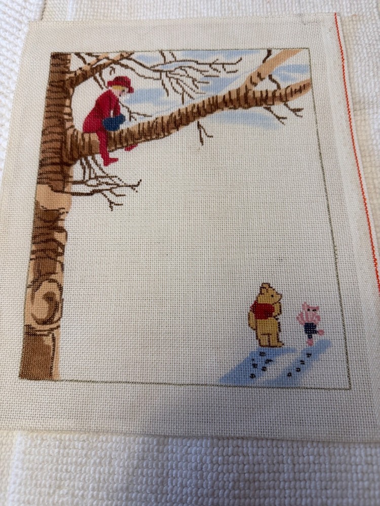 HP NEEDLEPOINT CHRISTOPHER ROBIN IN A TREE