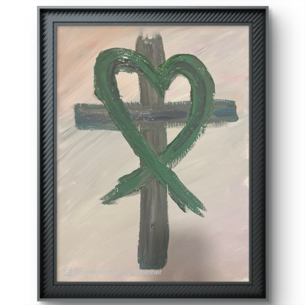 BLESSED#1224 Cross Easter 11x14 Original Canvas Abstract Art