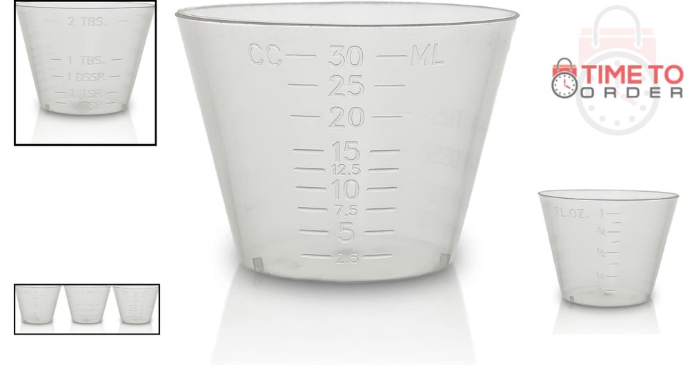 Disposable Plastic Measuring Cups 1oz Semi-Clear Flexible Accurate 200ct