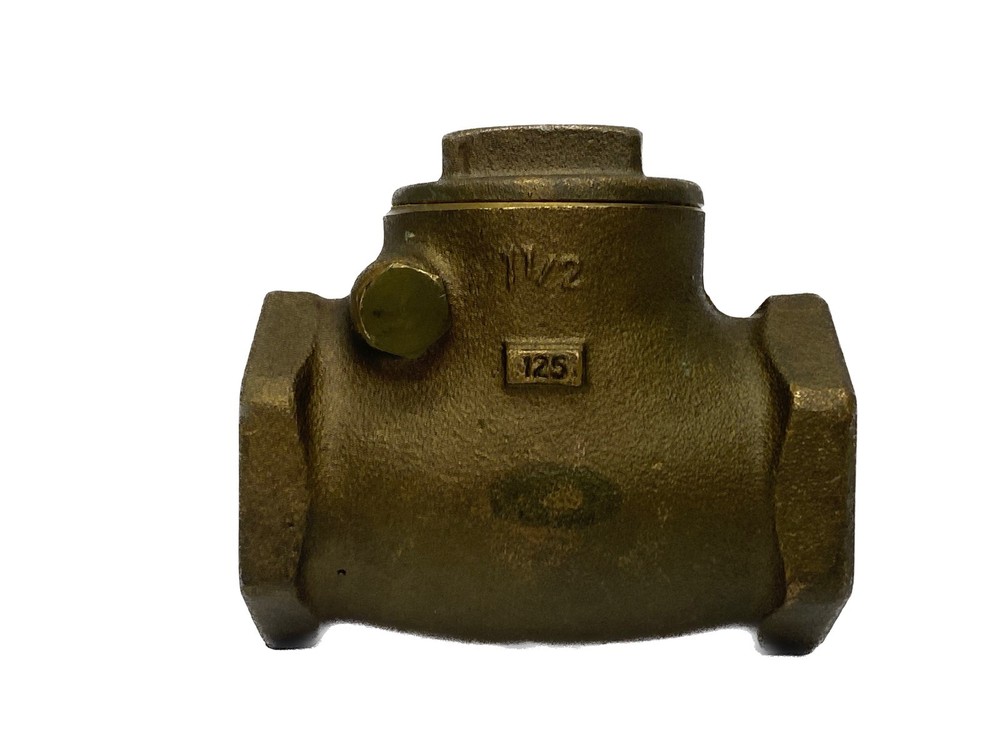 NOS Ubranded 1-1/2” NPT 125SWP 200WOG Brass Swing Check Valve