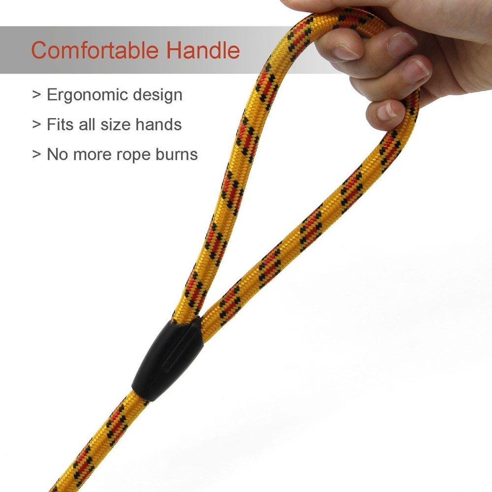 Durable Yellow 5 FT Nylon Dog Lead for Small Medium Breeds - Adjustable Design