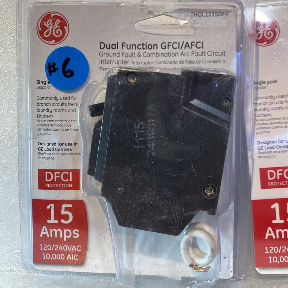 3 Pack GE THQL1115DFP Single Pole Circuit Breaker