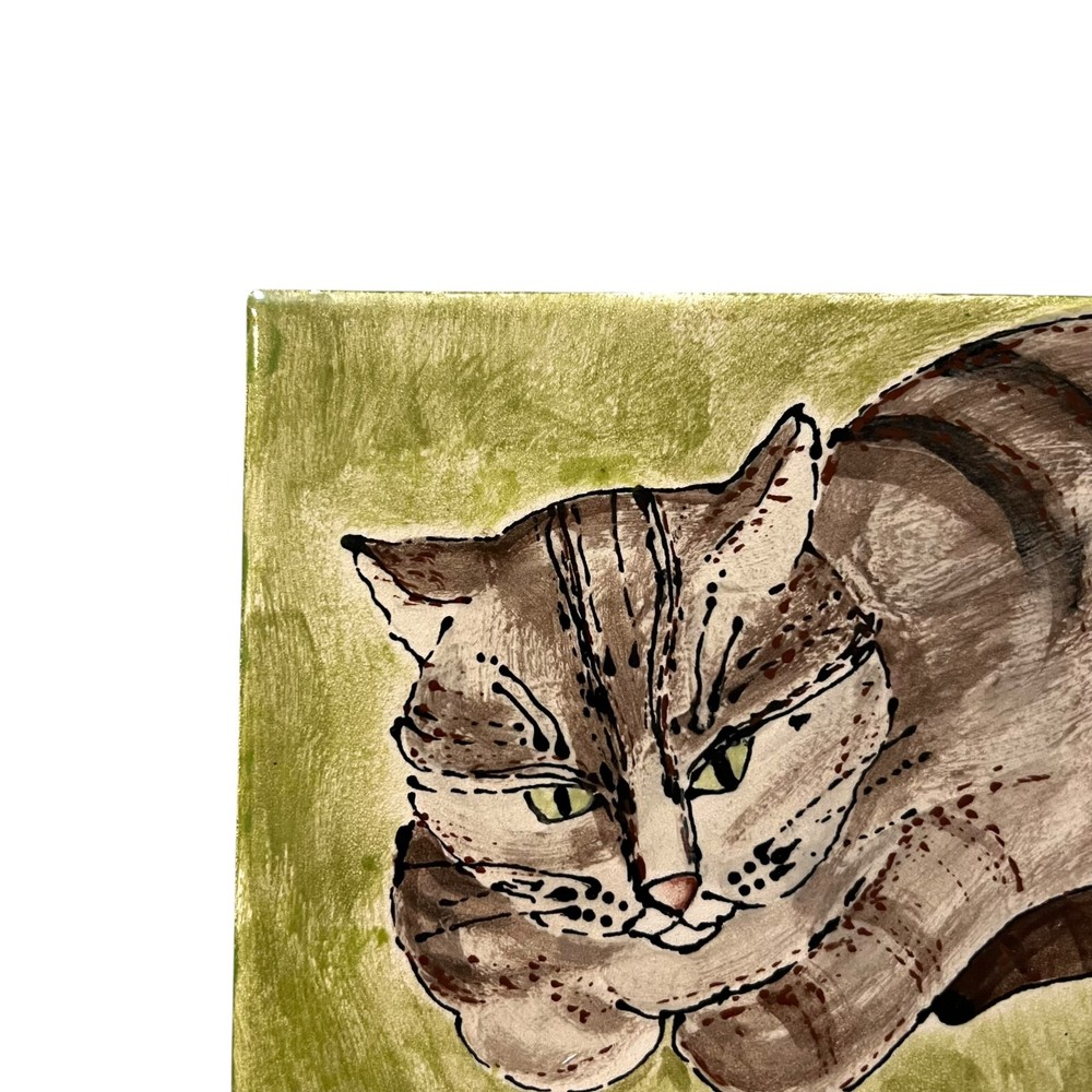 Handmade Ceramic Tile Cat Art Wall Decorative Home Decor