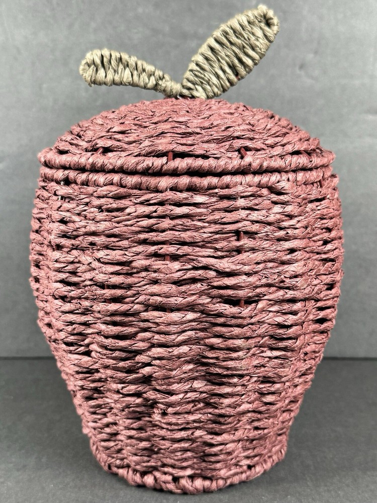 Apple Shaped Wicker Style Decorative Basket