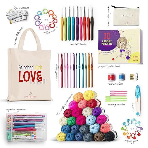 Learn to Crochet Kit for Beginners Adults – Beginner Crochet Assorted Sizes