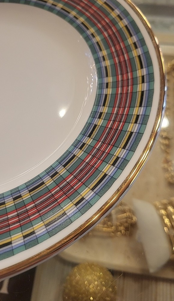 Tartan Glazed Ceramic Plate
