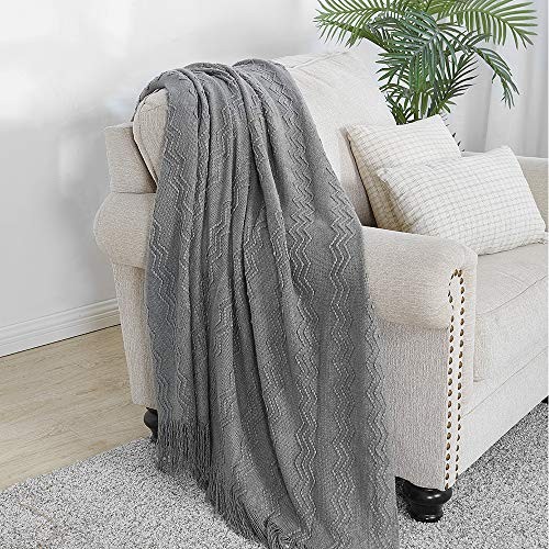 Greyish Throw Blanket 50x60 Inches Throw Textured Solid Soft 50"x60" Dark Grey