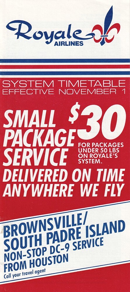 Royale Airlines timetable 1983/11/01