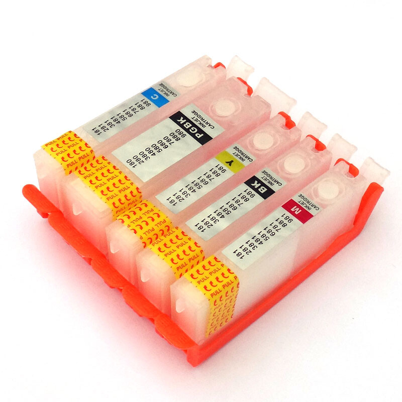 5 Pack Empty Refillable Ink Cartridges PGI-280 CLI-281 for Canon Pixma Chip