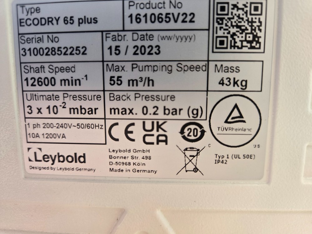 Leybold ECODRY 65 Plus 208 Volt NEW