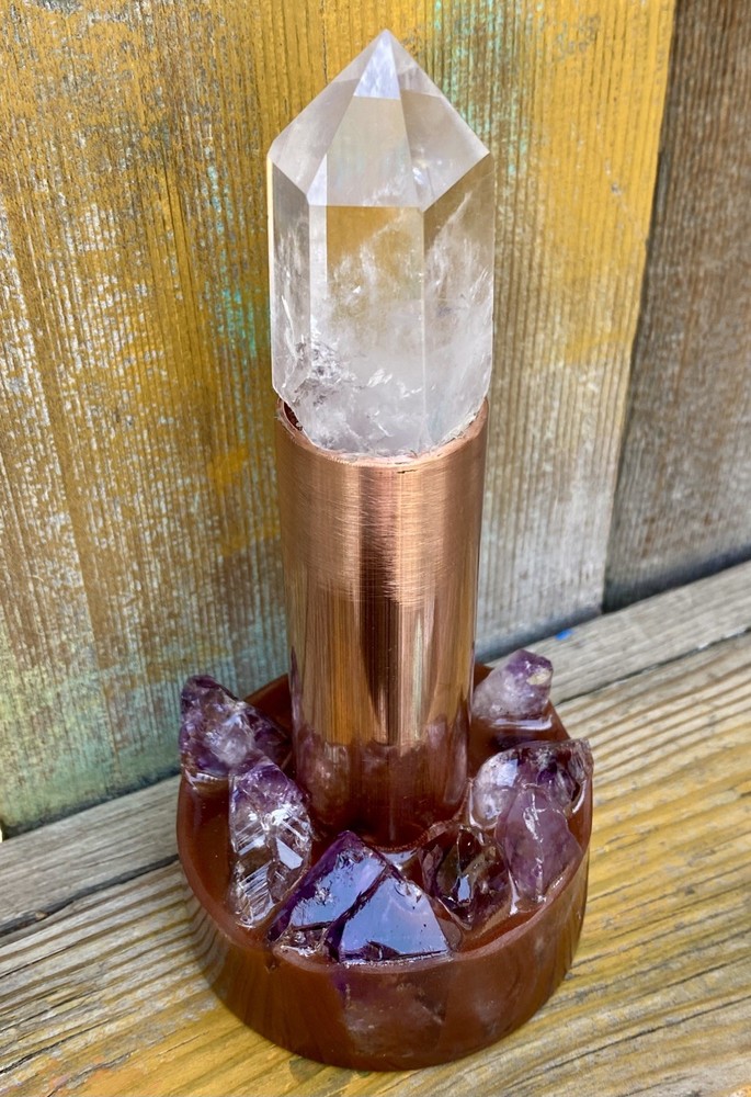 Orgone Cloudbuster with Quartz Crystal Scepter Point & Copper Pipe