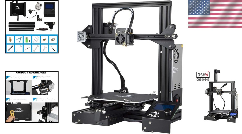 3D Printer Fully Open Source with Resume Print Function Build Volume 8.66x8.6...