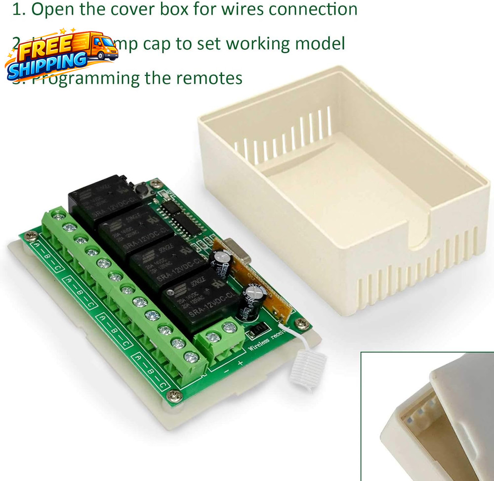 12V Relay Remote Switch Wireless RF Remote Control Switch 4 Channel Relay Module