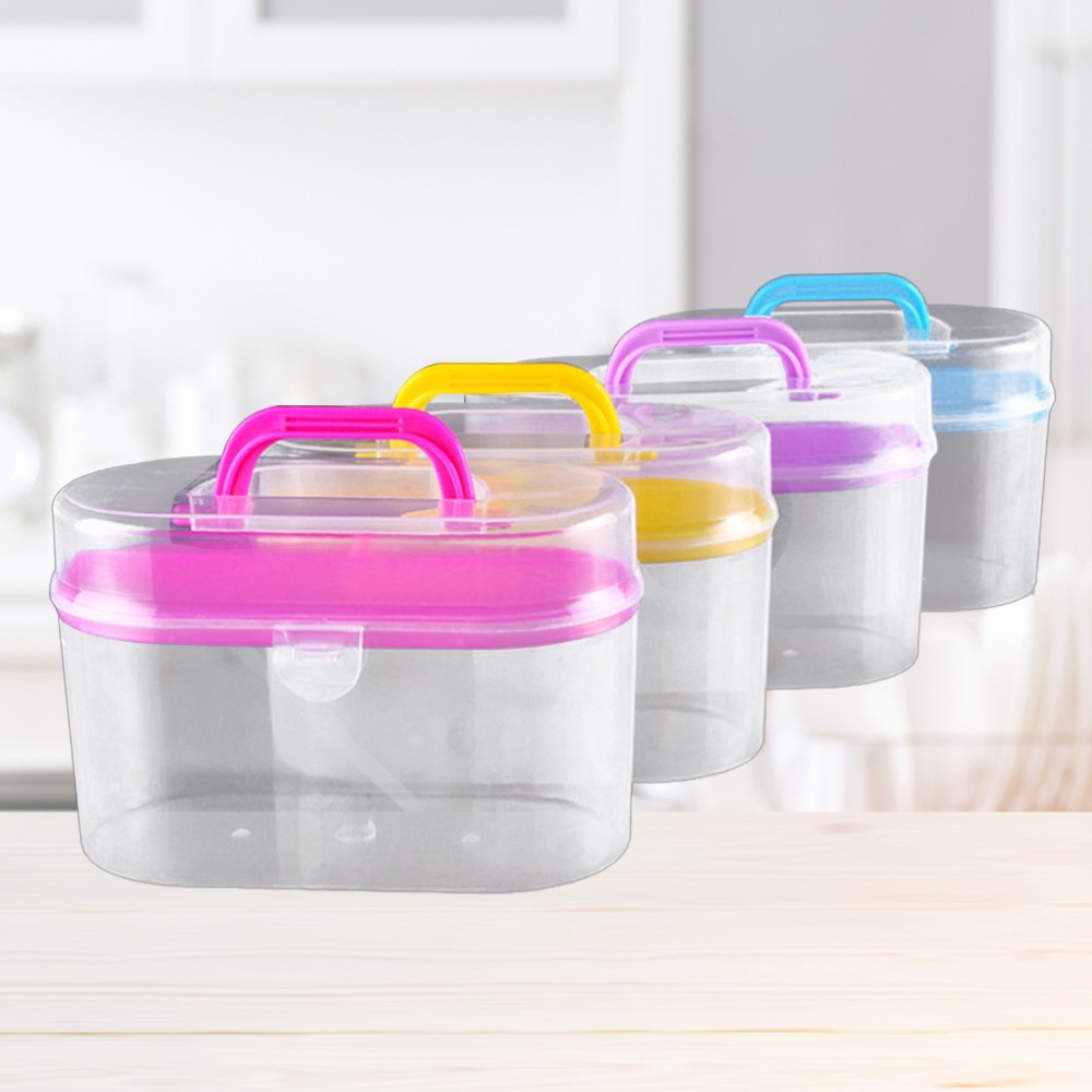 Sewing Supplies Organizer Plastic Portable Container with Handle