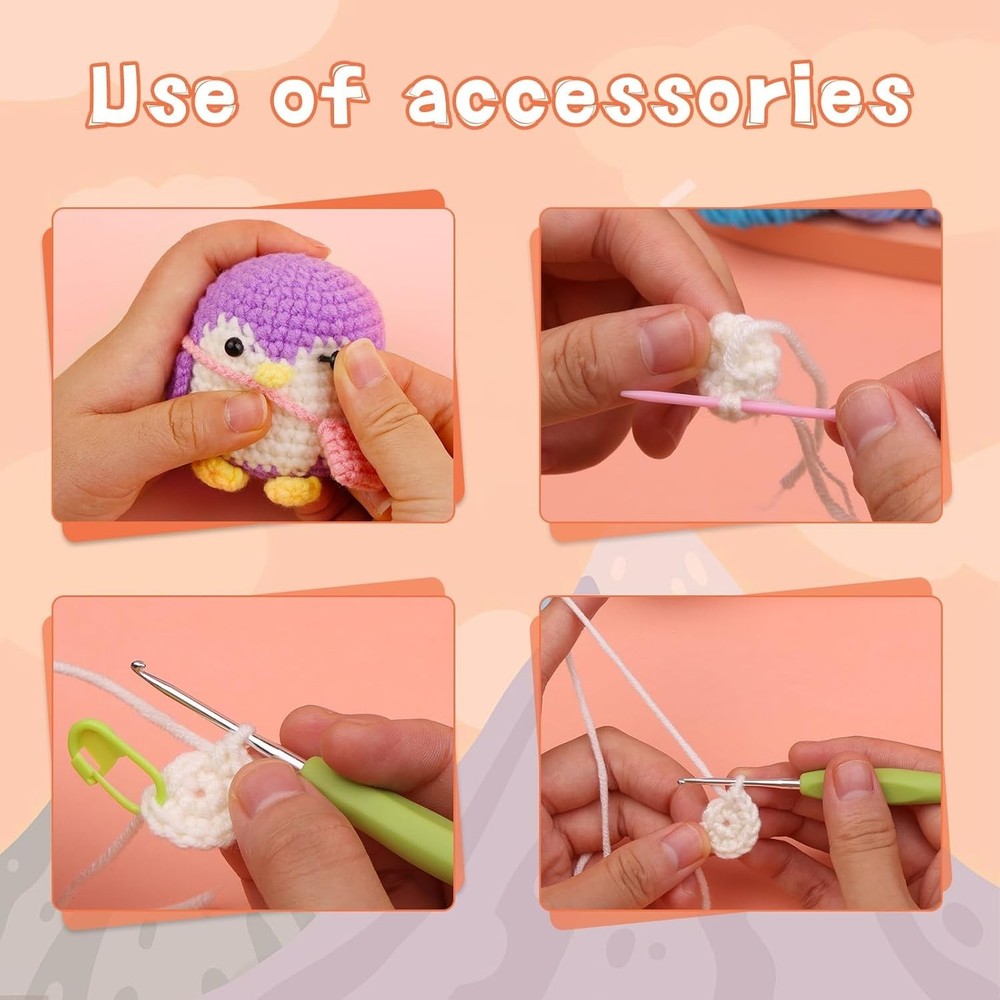 Adorable Penguin Crochet Kit for Beginners – Includes Yarn, Hooks, and Tutorials