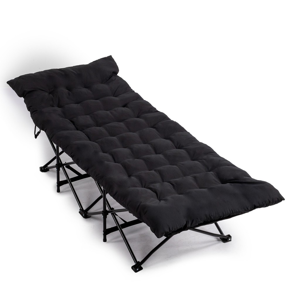 Folding Camping Cot Bed with Soft Pad, Portable Outdoor Cot