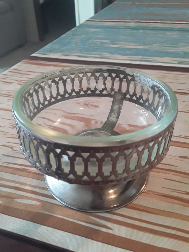 Leonard Silver Plated Glass Candle Holder