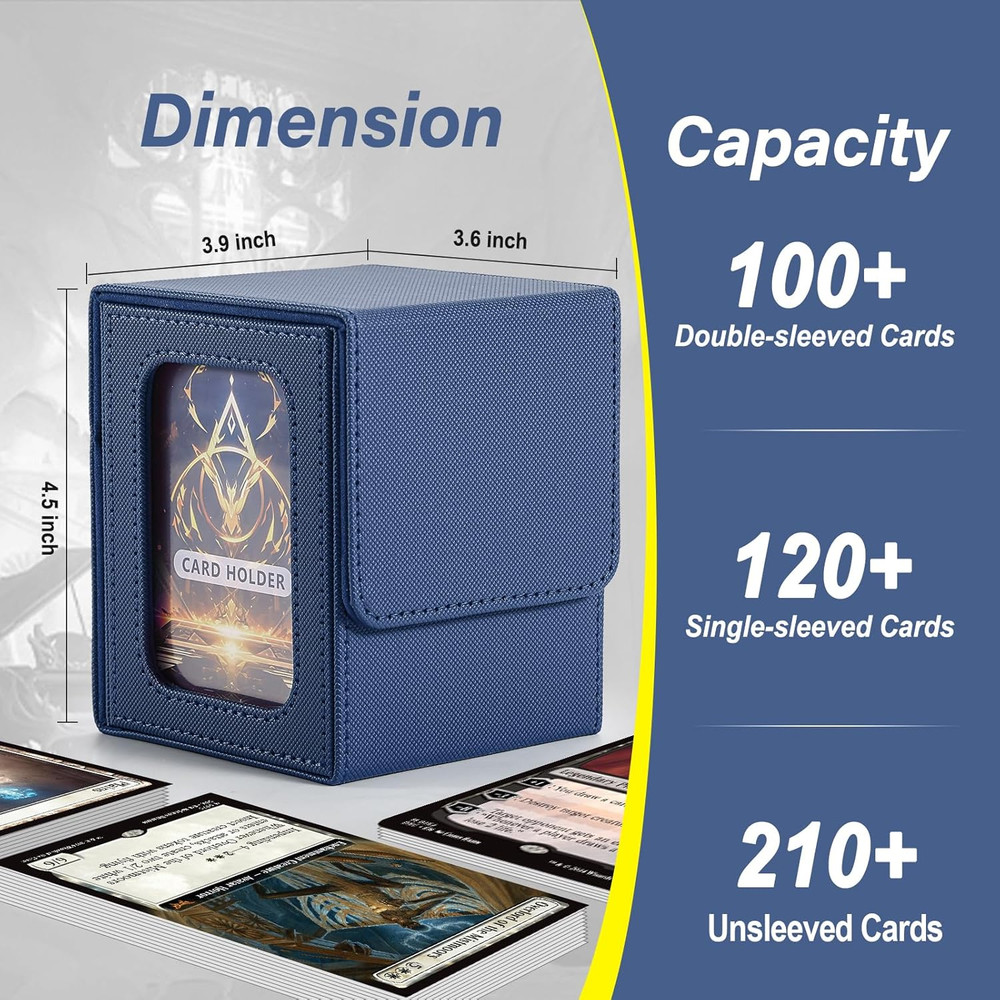 MTG Deck Box, Double Display Window MTG, Commander Deck Box Fits 120+ Single Sle