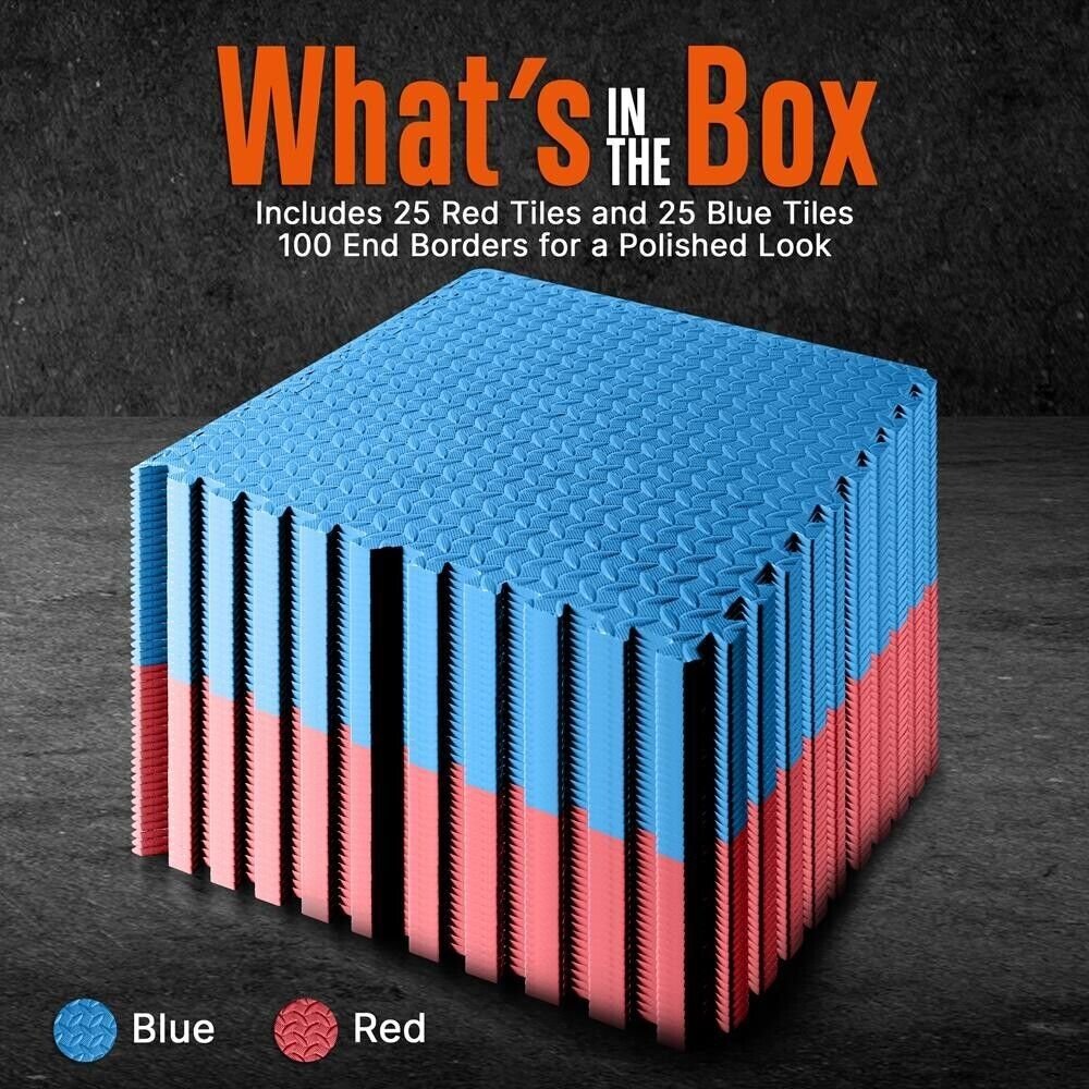 SQUATZ 50 pcs. Thick Puzzle Exercise Mat, EVA Foam Interlocking Tiles Protective