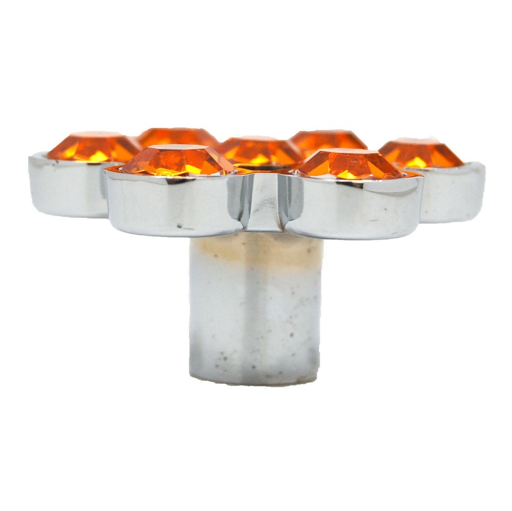 CAROL BEACH KNOBS Gem 1-11/16" Hexagon Knob Pull Amber & Chrome 1715 25+FREESHIP