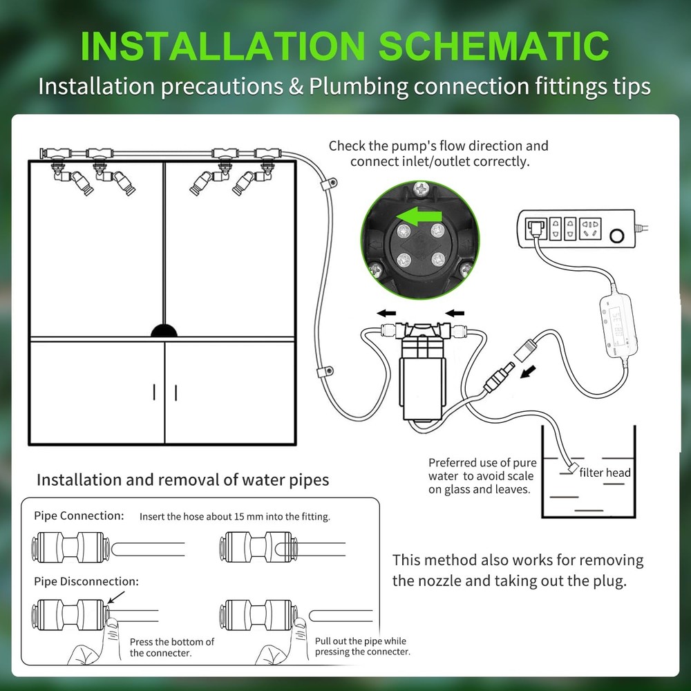 Reptile Misting System with Timer, 6 Adjustable-Joint Nozzles, -Priming Pump,...