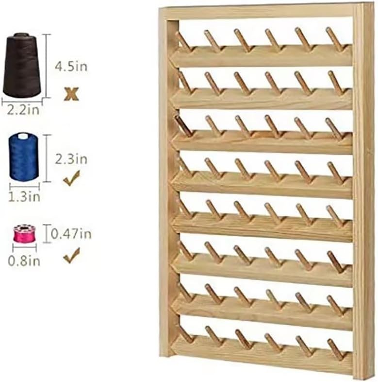 Compact 48-Spool Thread Holder: Wall-Mounted with Convenient Hanging Hooks