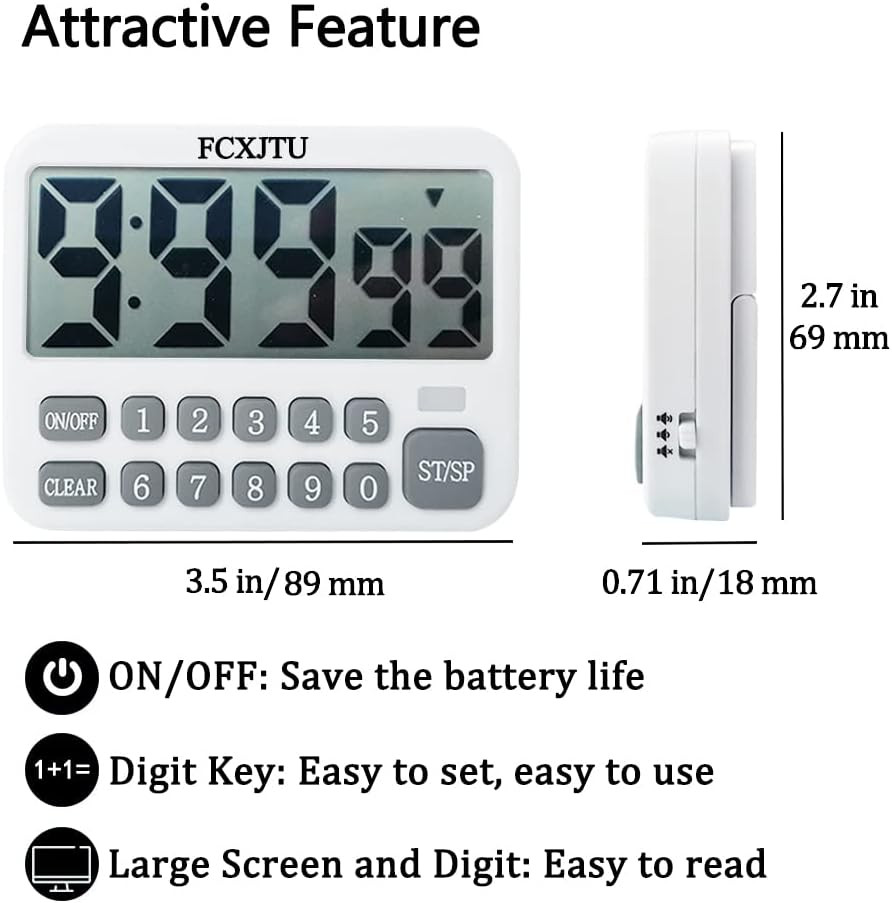 Digital Kitchen Timer, Large Display Countdown/Up Timer with Digits Directly Inp