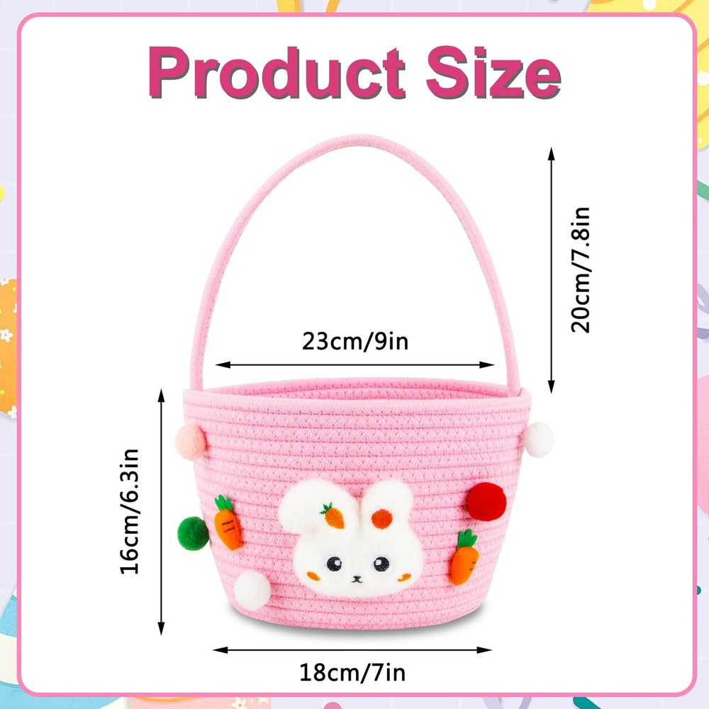 CCILAND Easter Basket for Kids, Empty Easter Egg Hunting Basket with Handle, ...