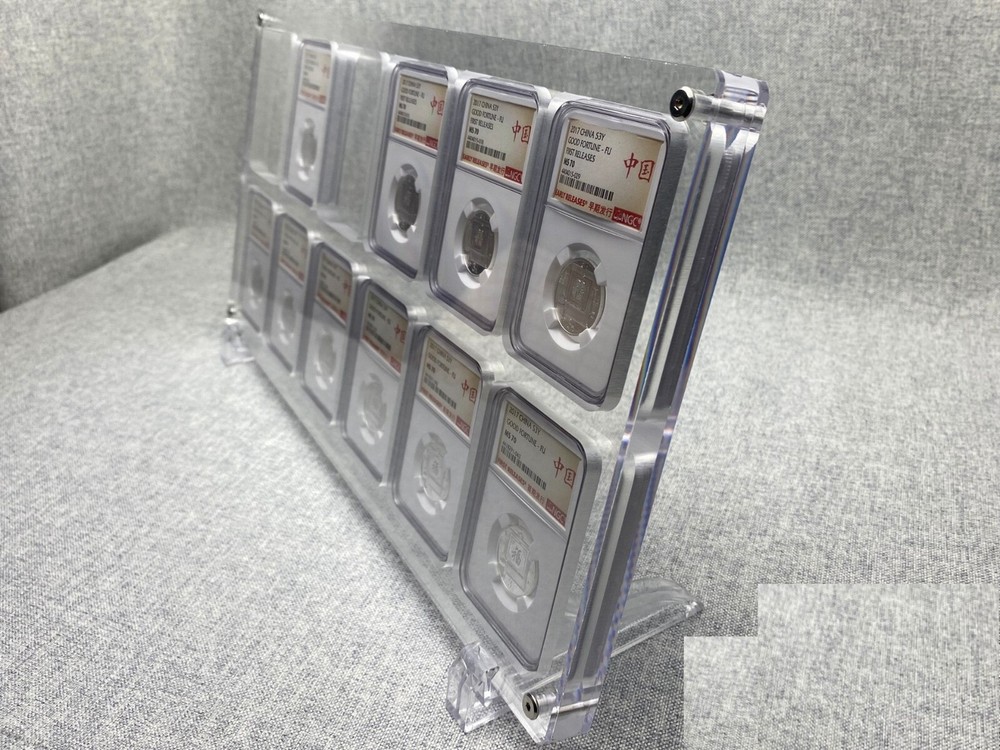 12 Grids Acrylic Display Case Protective Frame Stand Box for ANACS/NGC/PCGS Slab