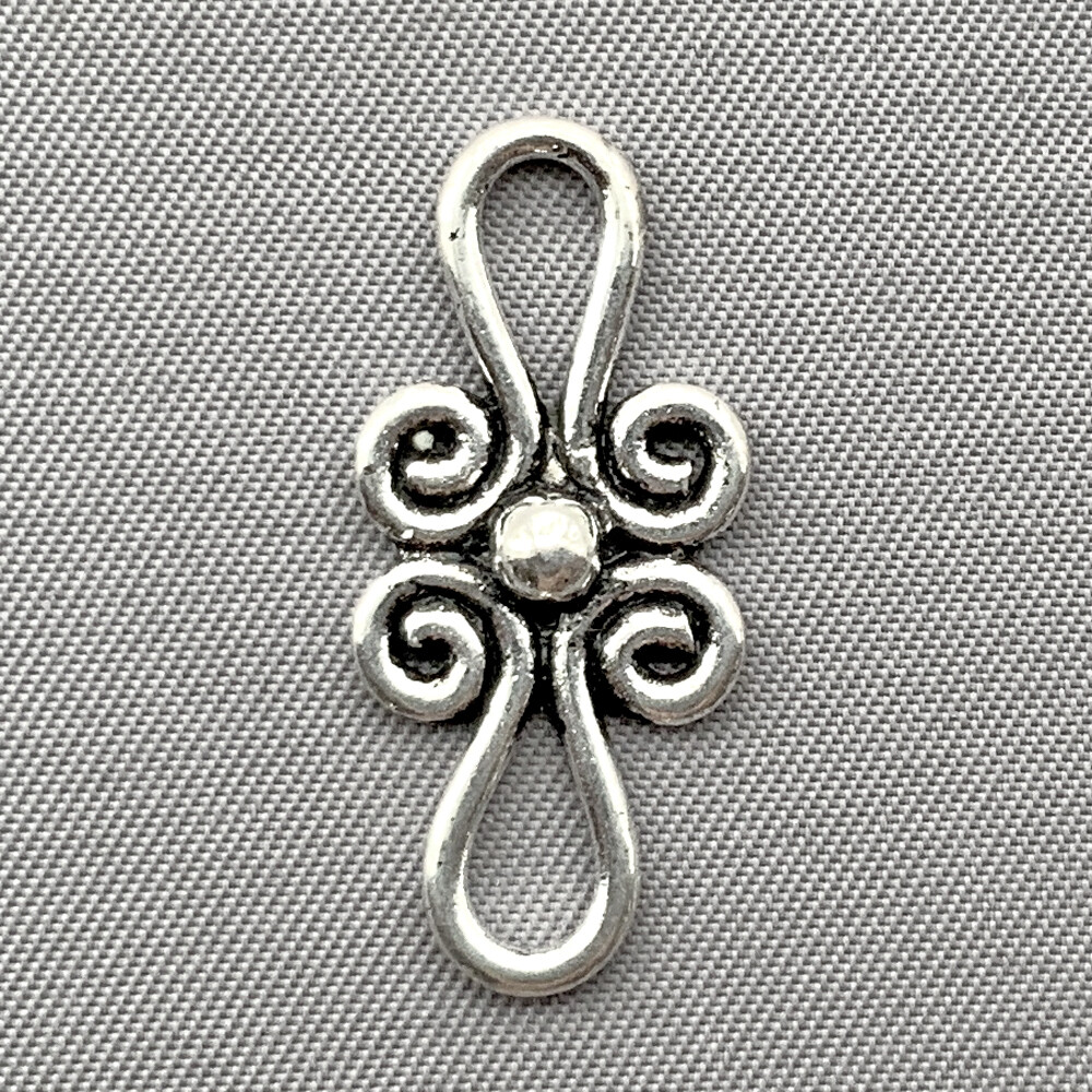 Scroll Work 2 Loop Links 26x12mm Antique Silver Plated Alloy Q20 Per Pkg
