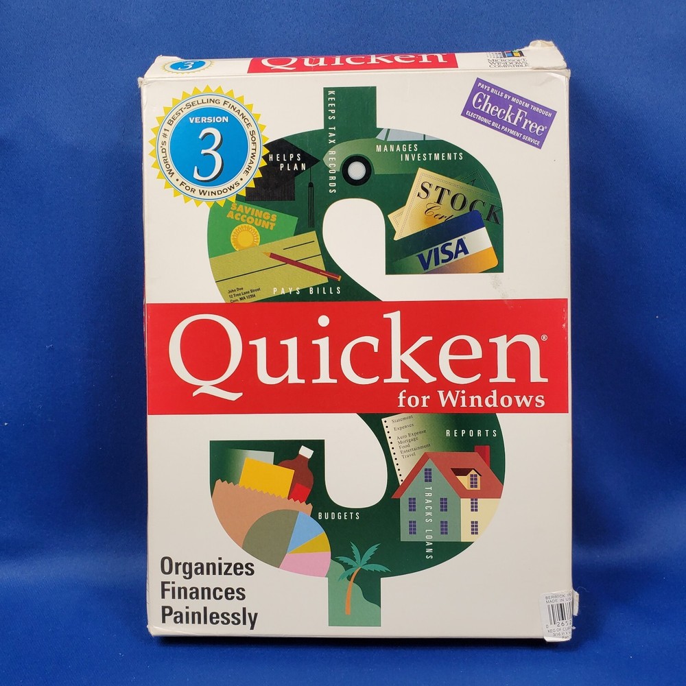 Quicken IBM Windows Computer Finance Software 1993 Version 3 with Floppy Disks