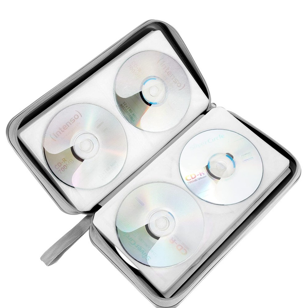 Siveit CD Case, DVD Case Holder 96 Capacity Hard Plastic 96 Capacity, Black