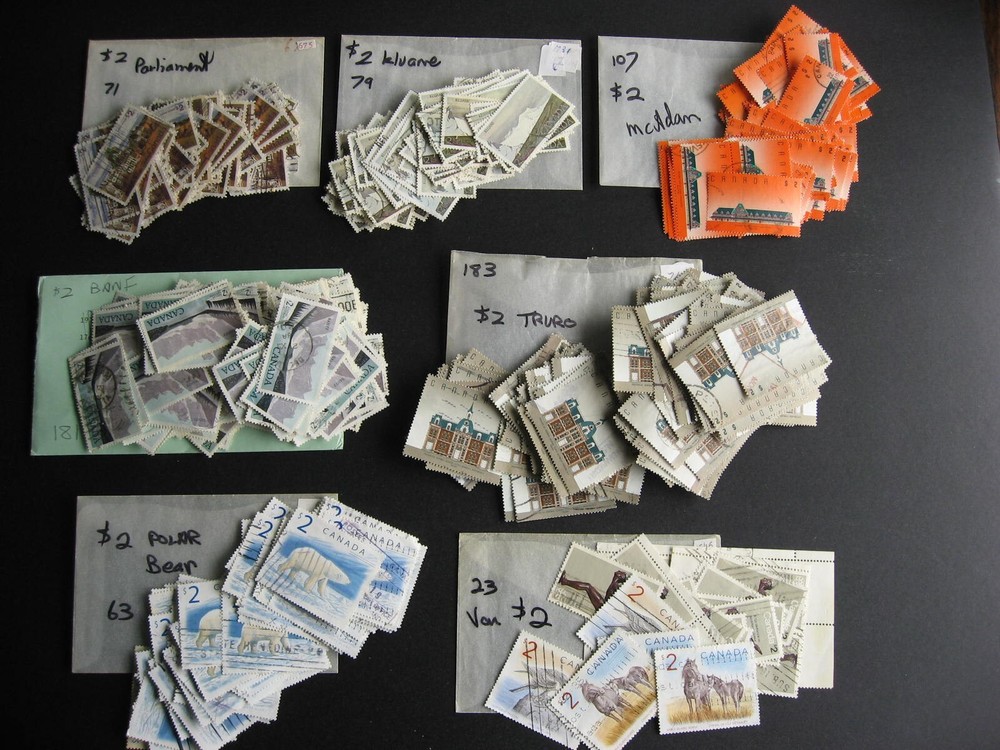 Canada wholesale 700 used $2 stamps in envelopes various issues