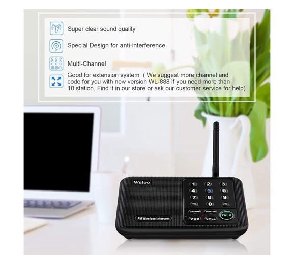 Wuloo WL666 Wireless Intercoms System - Black
