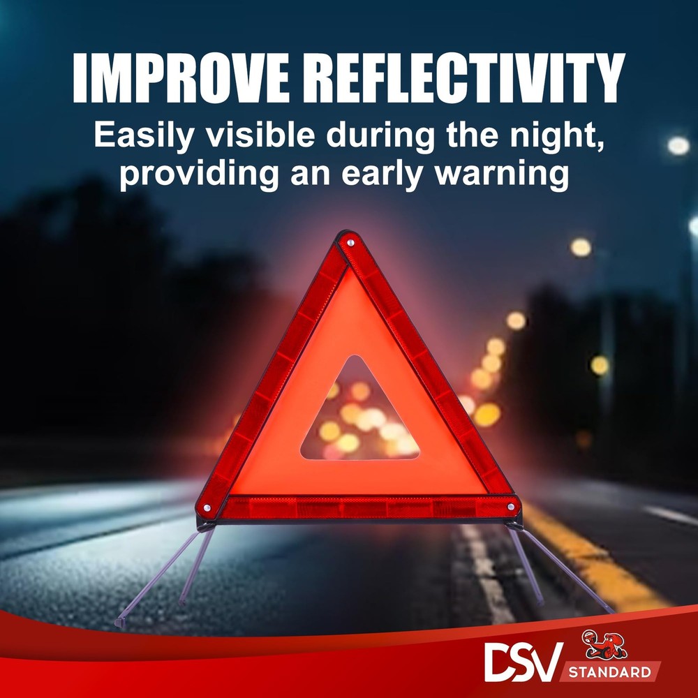 DSV Standard Emergency Triangles, Warning Triangles for Vehicles, Reflective...