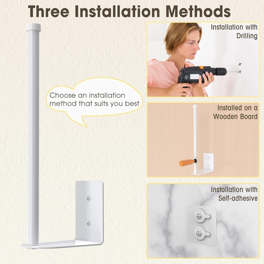 Space-Saving 2 Pack White Hat Racks - Strong Adhesive and Wall Drilled Options