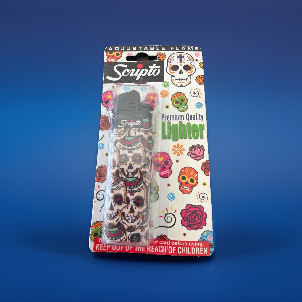 Scripto Premium Quality Lighter *Colorful Skull Design* (Adjustable Flame)