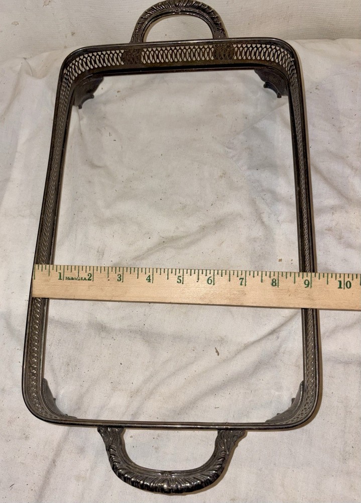VINTAGE SILVERPLATE FOOTED CHAFING DISH STAND 14"x9"